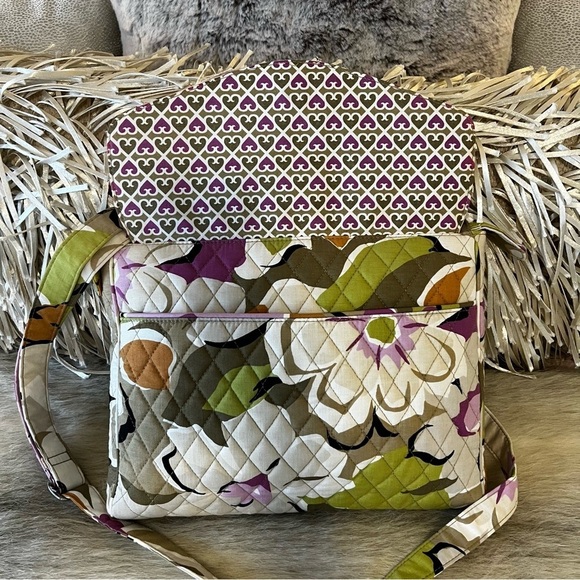 New VERA BRADLEY Portobello Road Tech Tote Crossbody Green Purple Floral 2012 - Picture 4 of 14